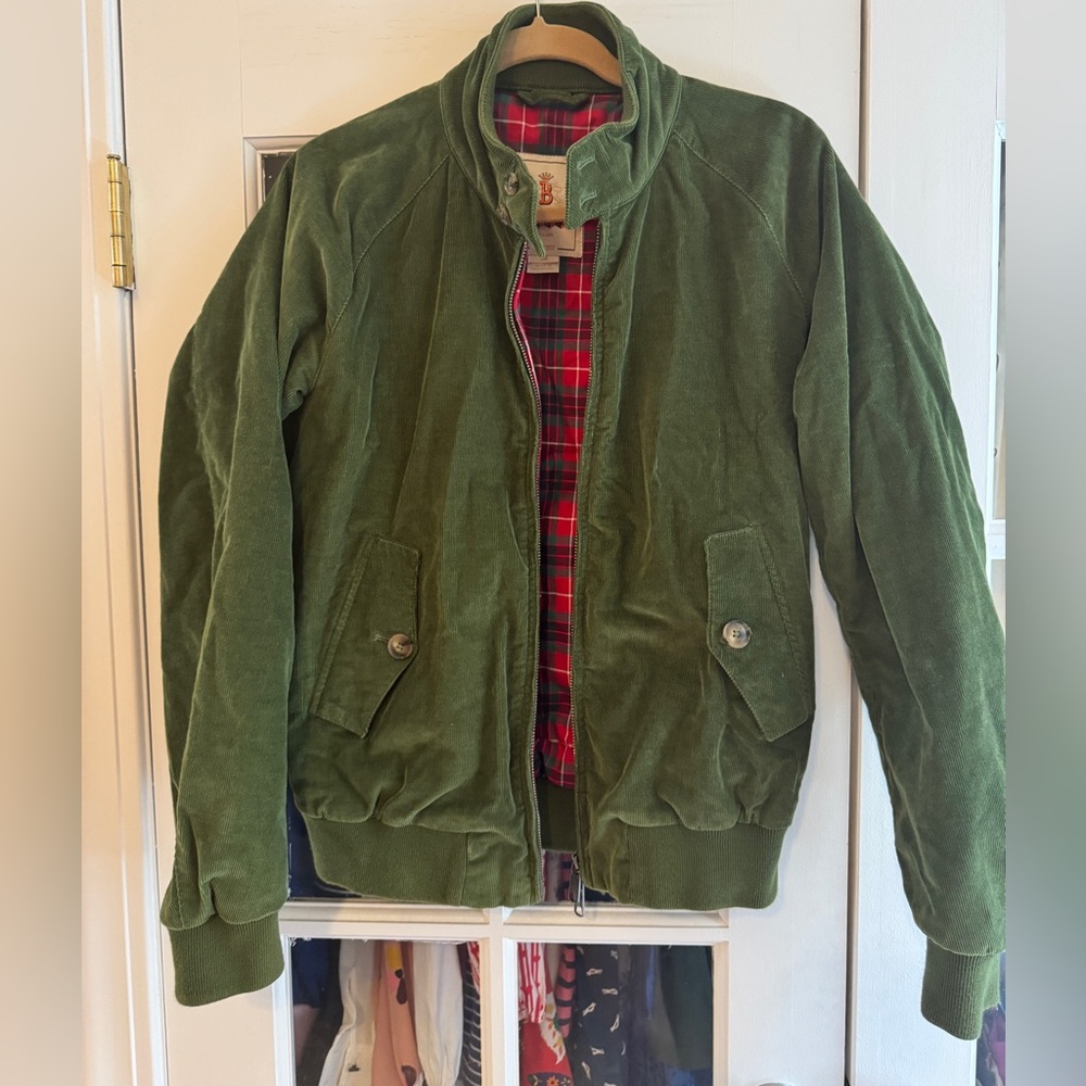 Baracuta G9 Green Corduroy Jacket with Red Plaid Lining